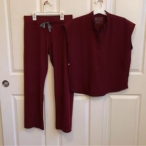 Figs Scrub Set Burgandy